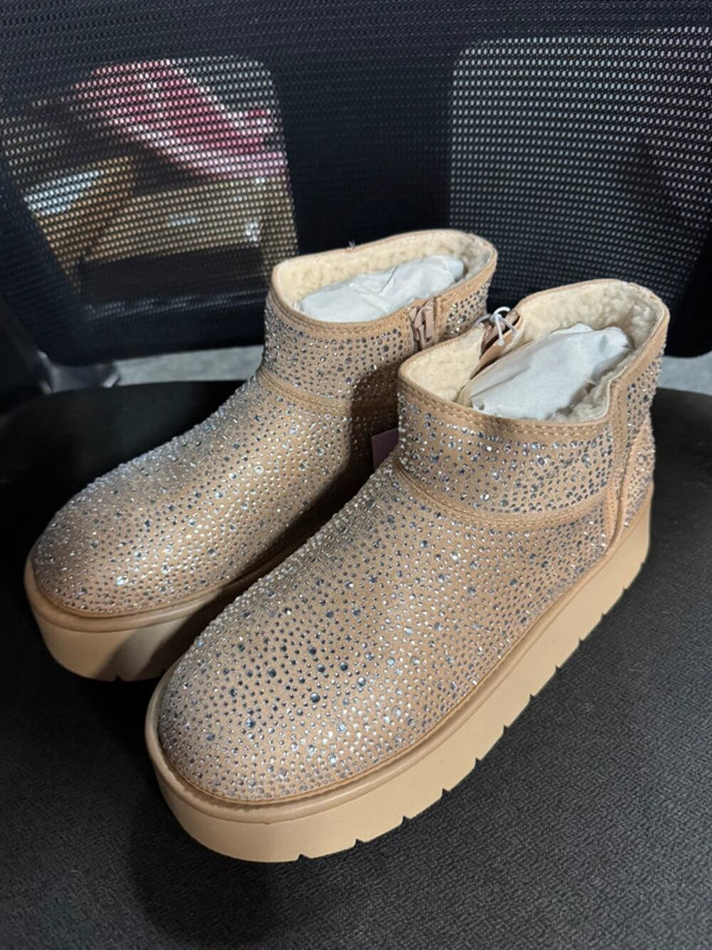 Ladies Wild Fable Beige Missy Bling Booties - Size 7